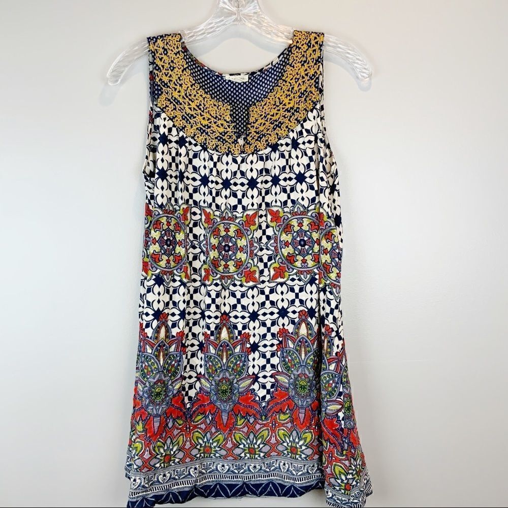 🌺3 FOR $20🌺 - En Creme sleeveless tunic dress S navy print